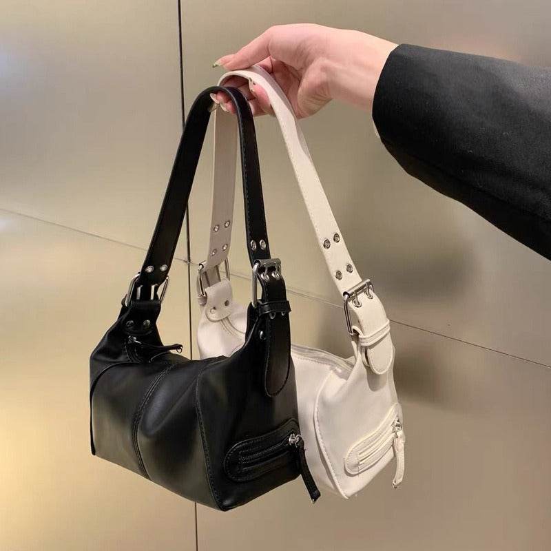 Y2K Style Shoulder Bag For Women Trendy Motorcycle Handbag Minimalist Shoulder Purse For Girls Street Wear - ShopSphere