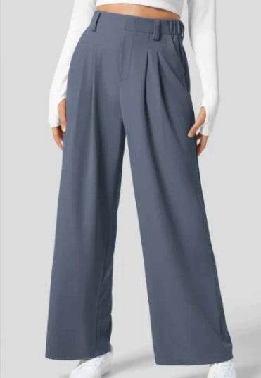 Women's Solid Color Casual Suit Pants With Real Pockets - ShopSphere