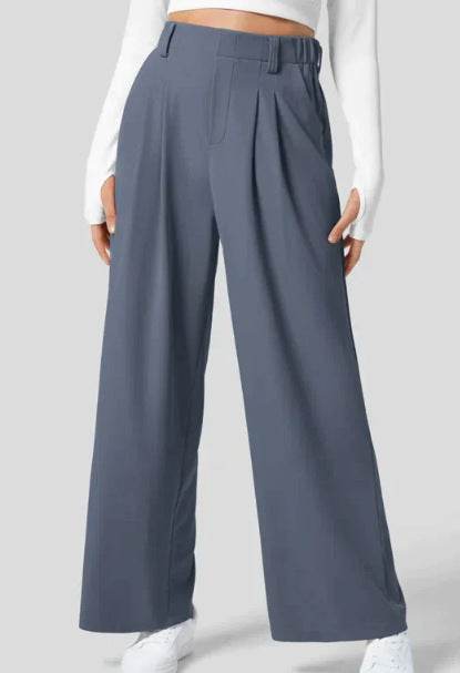 Women's Solid Color Casual Suit Pants With Real Pockets - ShopSphere