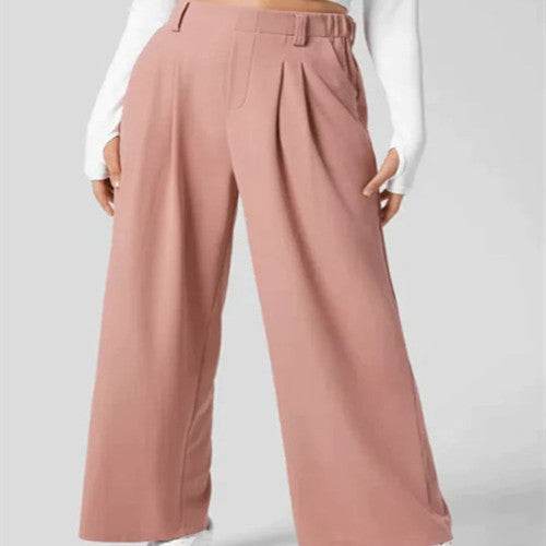 Women's Solid Color Casual Suit Pants With Real Pockets - ShopSphere