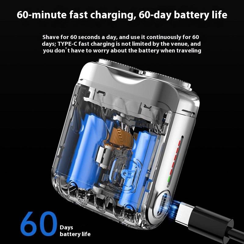 Portable Rotary Dual Ring Electric Shaver Men Travel Mini Shaver Double Floating Magnetic Blade Head Rechargeable Pocket Razors - ShopSphere