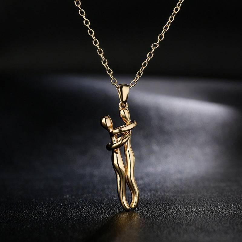 Special-interest Design Couple Hug Pendant Necklace - ShopSphere