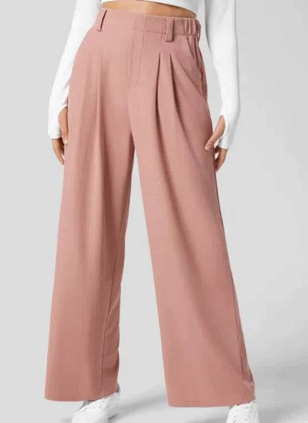 Women's Solid Color Casual Suit Pants With Real Pockets - ShopSphere