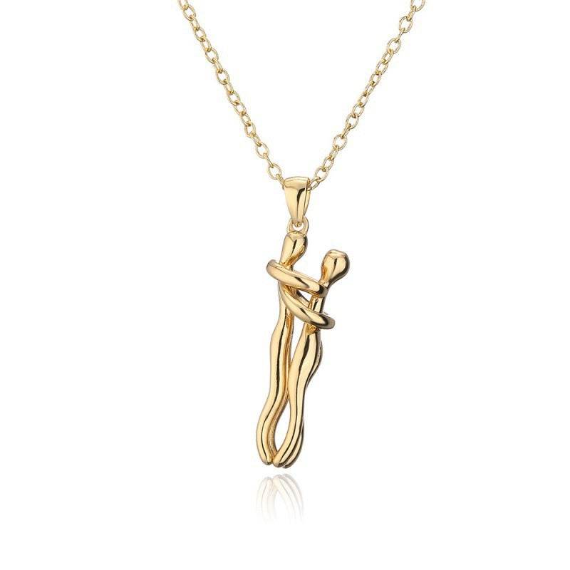 Special-interest Design Couple Hug Pendant Necklace - ShopSphere