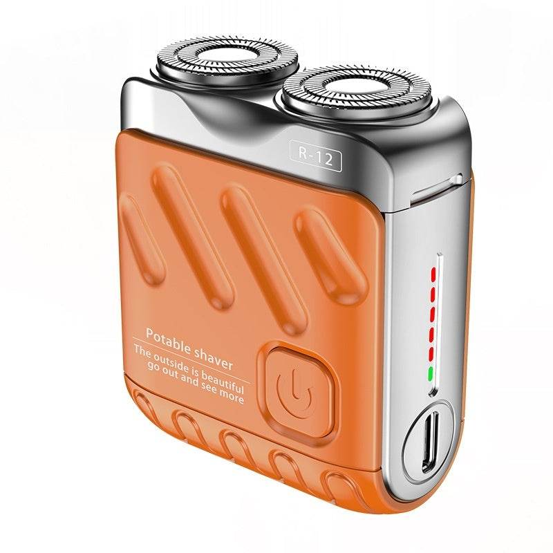 Portable Rotary Dual Ring Electric Shaver Men Travel Mini Shaver Double Floating Magnetic Blade Head Rechargeable Pocket Razors - ShopSphere