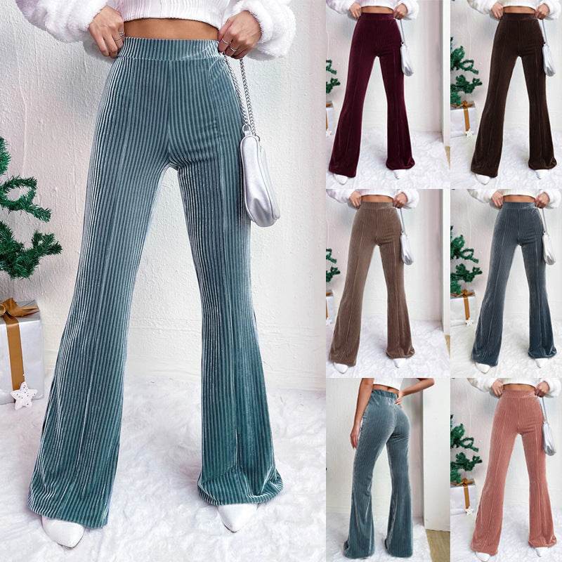 High Waist Lamp Wick Corduroy Bell-bottom Pants Wide Leg Women - ShopSphere