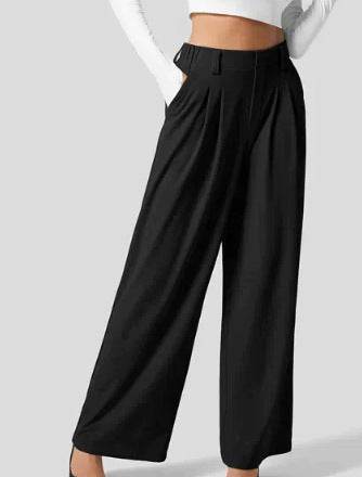 Women's Solid Color Casual Suit Pants With Real Pockets - ShopSphere