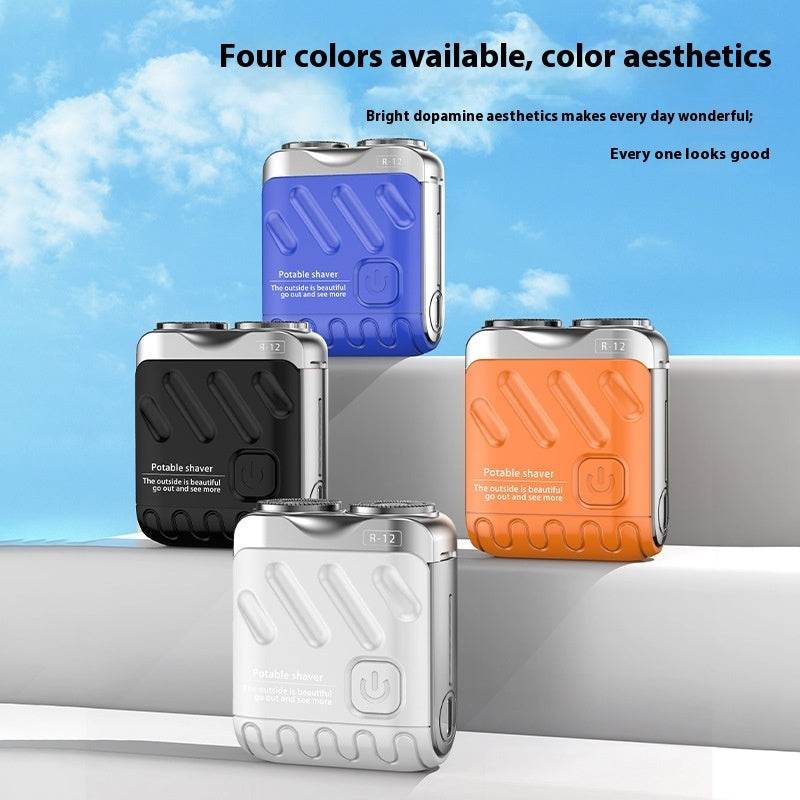 Portable Rotary Dual Ring Electric Shaver Men Travel Mini Shaver Double Floating Magnetic Blade Head Rechargeable Pocket Razors - ShopSphere