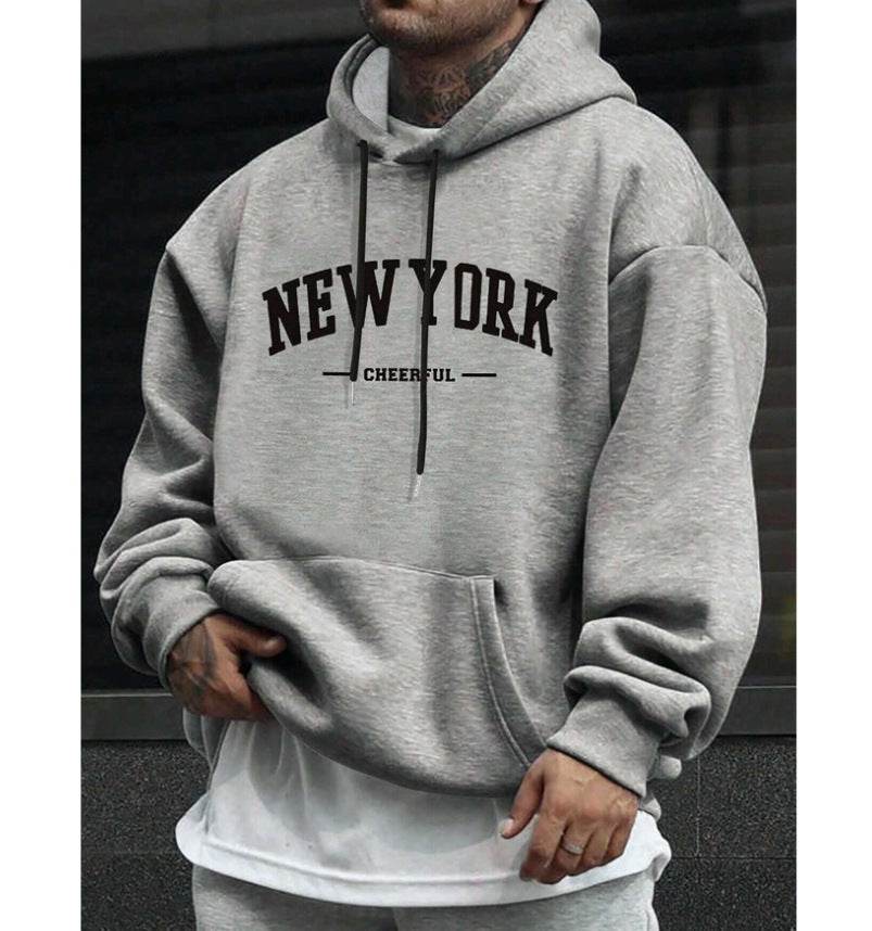Men's Casual American-style Retro Loose Hooded Sweater - ShopSphere
