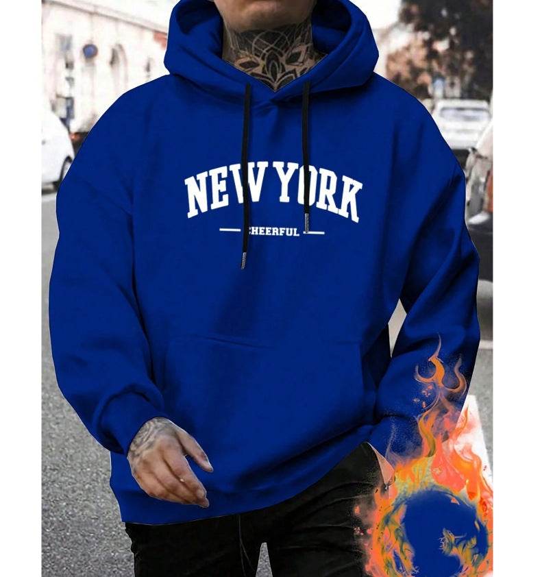 Men's Casual American-style Retro Loose Hooded Sweater - ShopSphere