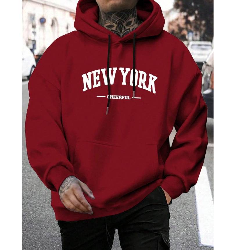 Men's Casual American-style Retro Loose Hooded Sweater - ShopSphere