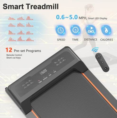 Walking Pad Under Desk Treadmill, LED Display And Remote Control Portable Treadmill For Home And Office, 2.5HP 265LBS - ShopSphere