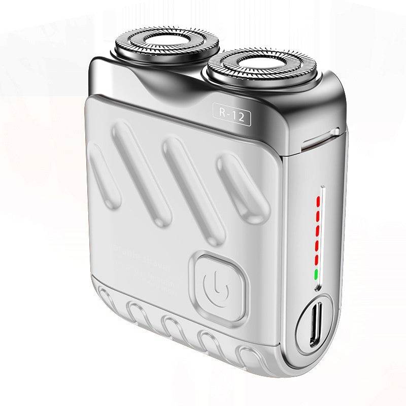 Portable Rotary Dual Ring Electric Shaver Men Travel Mini Shaver Double Floating Magnetic Blade Head Rechargeable Pocket Razors - ShopSphere