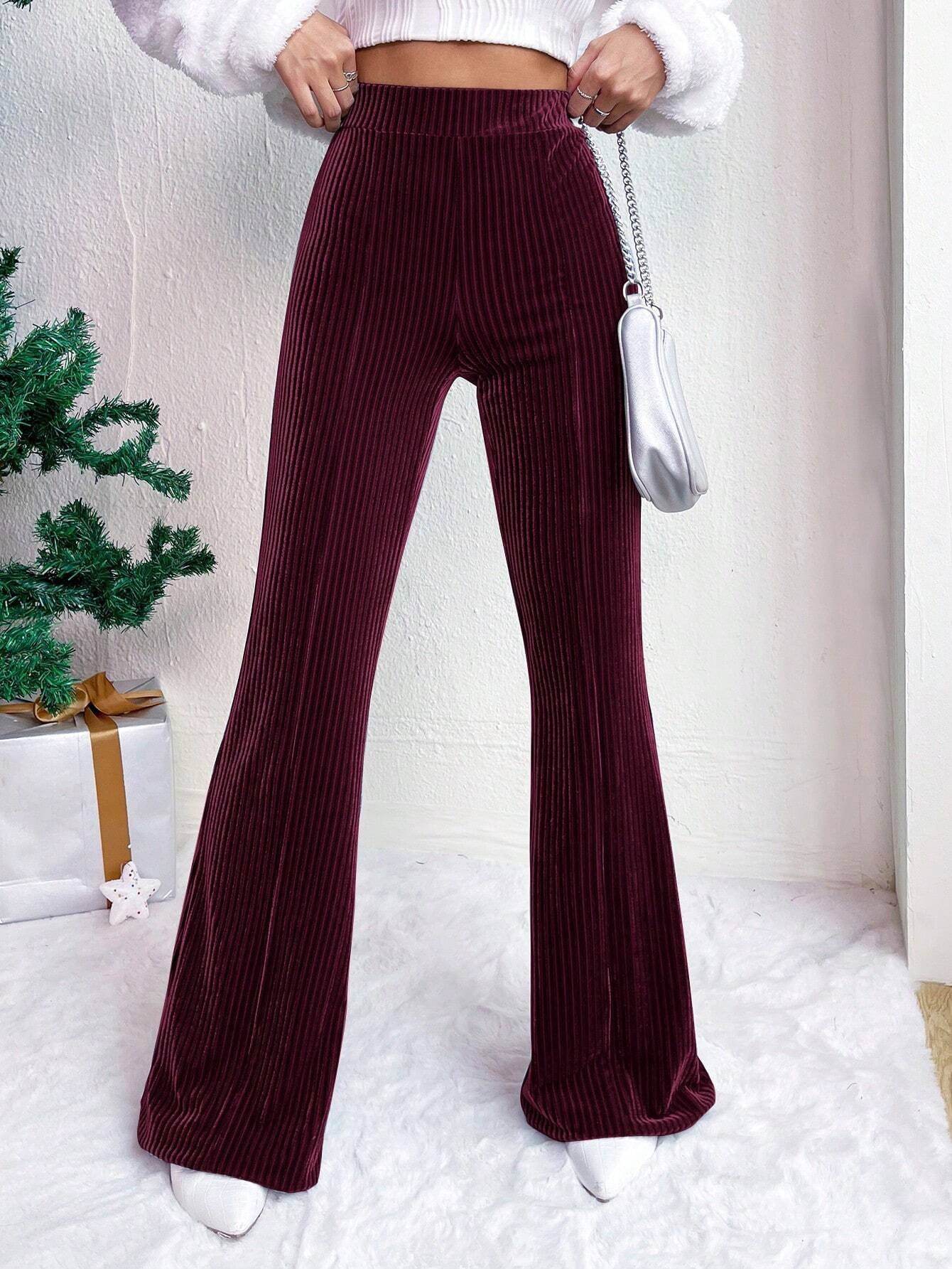 High Waist Lamp Wick Corduroy Bell-bottom Pants Wide Leg Women - ShopSphere