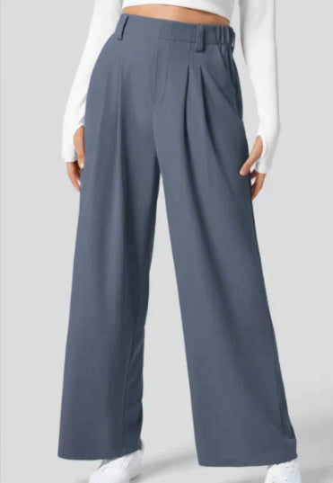Women's Solid Color Casual Suit Pants With Real Pockets - ShopSphere