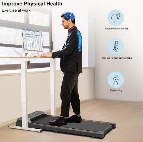 Walking Pad Under Desk Treadmill, LED Display And Remote Control Portable Treadmill For Home And Office, 2.5HP 265LBS - ShopSphere