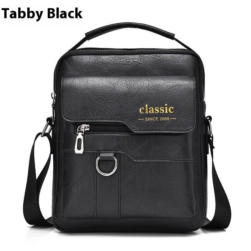 Popular Men's Messenger Bag One Shoulder Retro Business Backpack PU Leather Flaps Crossbody Bags Business Flap Male Solid Travel Bag - ShopSphere