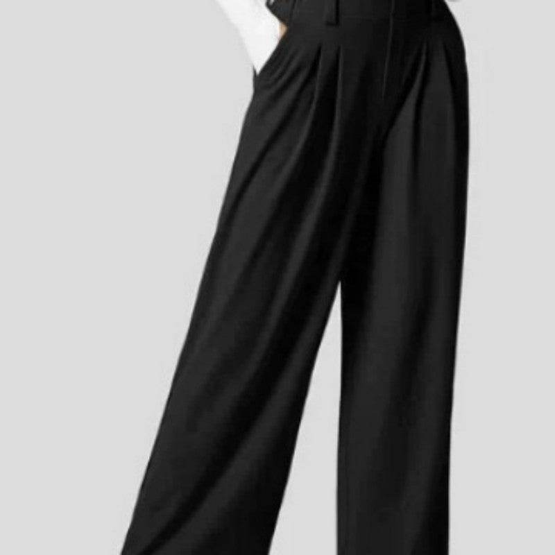 Women's Solid Color Casual Suit Pants With Real Pockets - ShopSphere