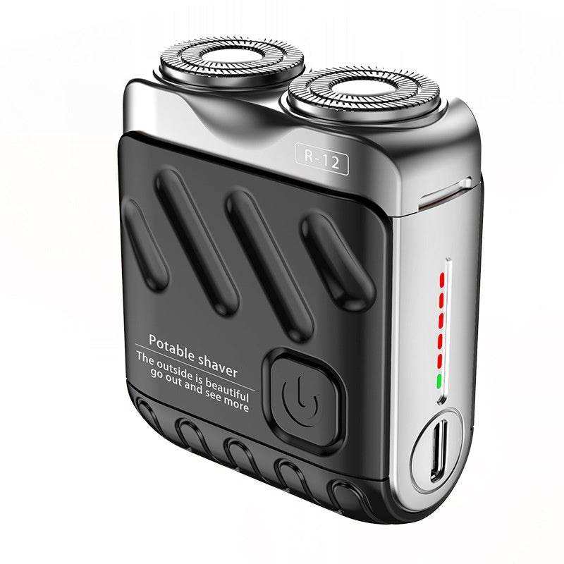 Portable Rotary Dual Ring Electric Shaver Men Travel Mini Shaver Double Floating Magnetic Blade Head Rechargeable Pocket Razors - ShopSphere