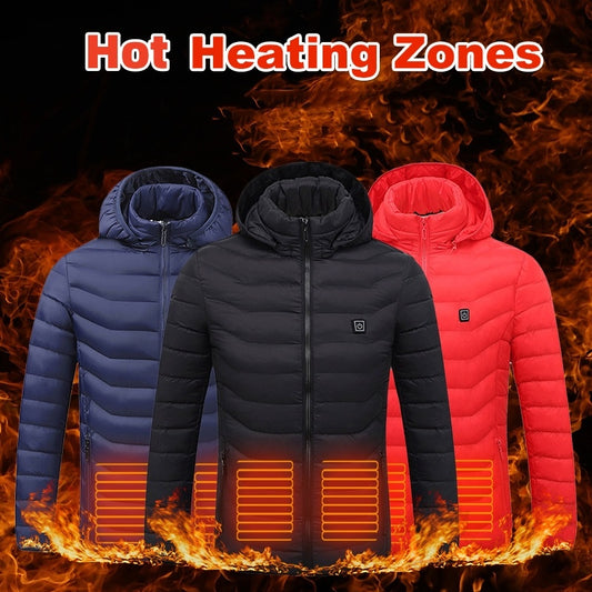 New Heated Jacket Coat USB Electric Jacket Cotton Coat Heater Thermal Clothing Heating Vest Men's Clothes Winter - ShopSphere