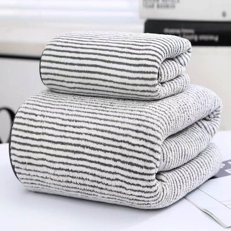 Thick Bamboo Charcoal Fiber Coral Fleece Towels Suit - ShopSphere
