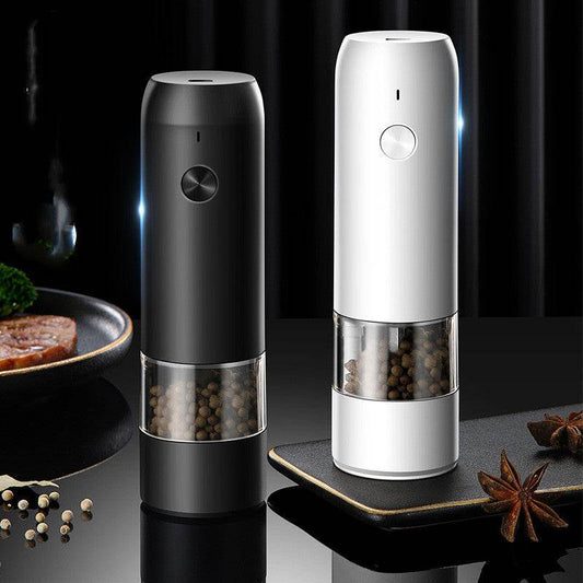 Rechargeable Electric Pepper And Salt Grinder Set One-Handed No Battery Needed Automatic Grinder With Adjustable Coarseness LED Light Refillable - ShopSphere